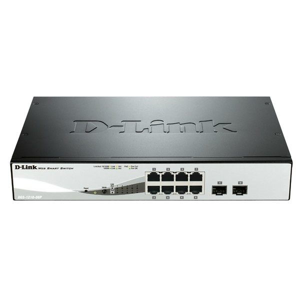 D-Link DGS-1210-08P mrežni prekidač Upravljano L2 Gigabit Ethernet (10/100/1000) Podrška za napajanje putem Etherneta (PoE) Crno