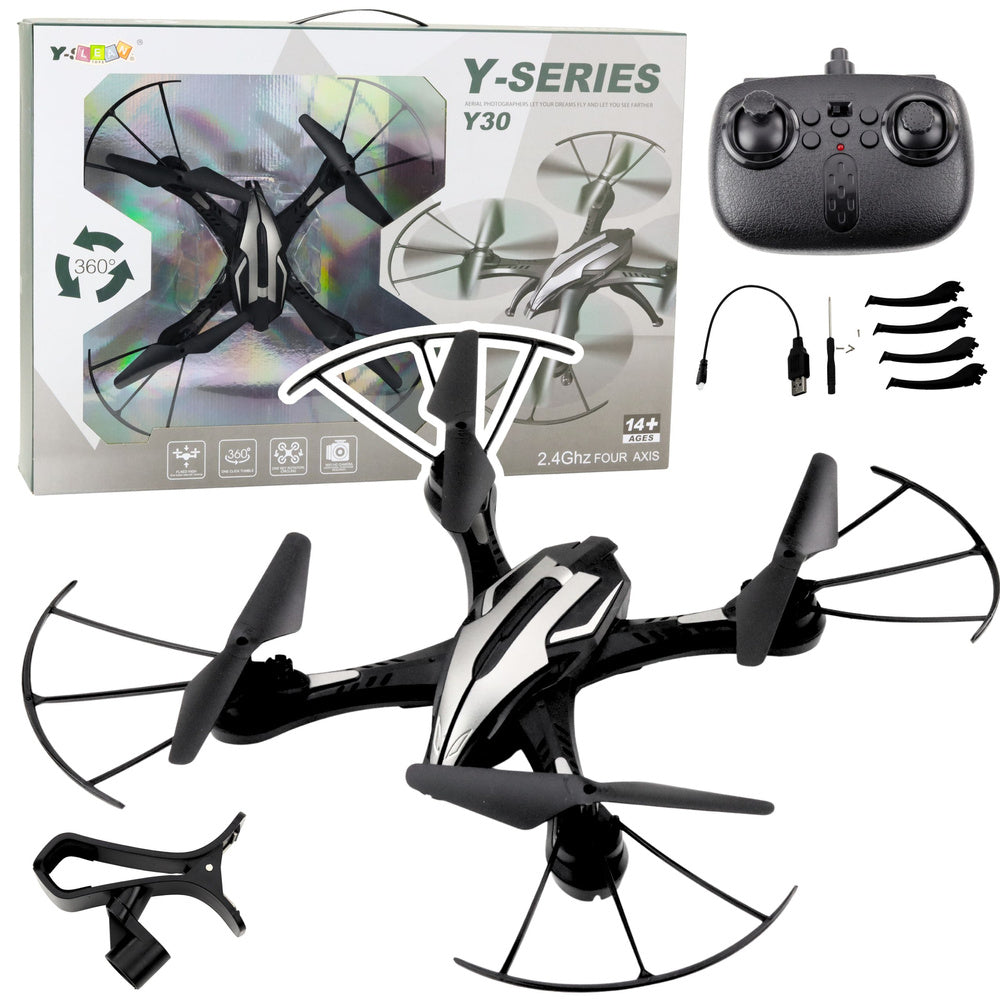 Dron na daljinsko upravljanje s LED svjetilima Y30 - sivo7crni