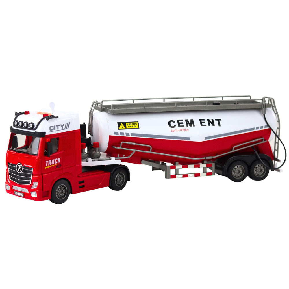 Kamion cisterna za cement sa zvučnim i svjetlosnim efektima 59 cm - crveno/bijela