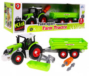 Traktor za sastavljanje za djecu, sa prikolicom i korpom - zeleni