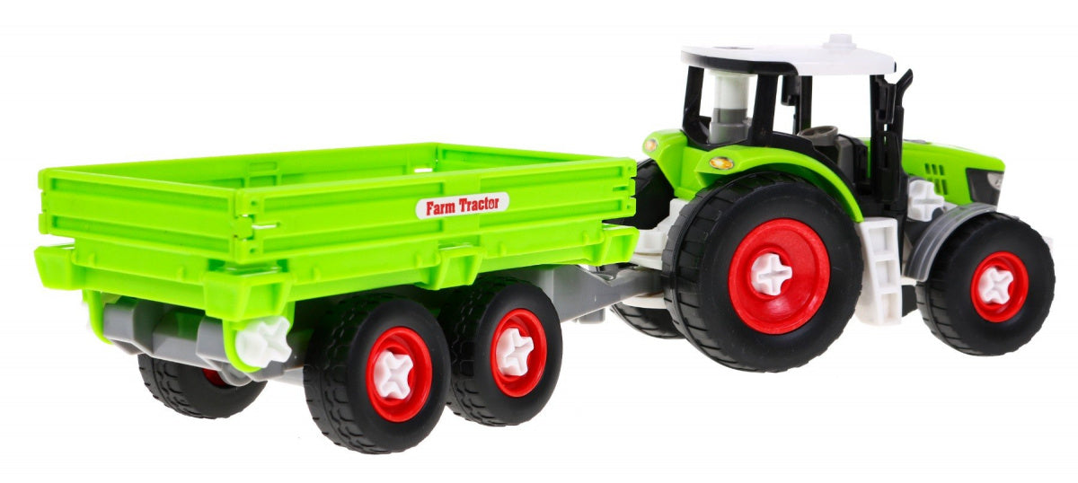 Traktor za sastavljanje za djecu, sa prikolicom i korpom - zeleni