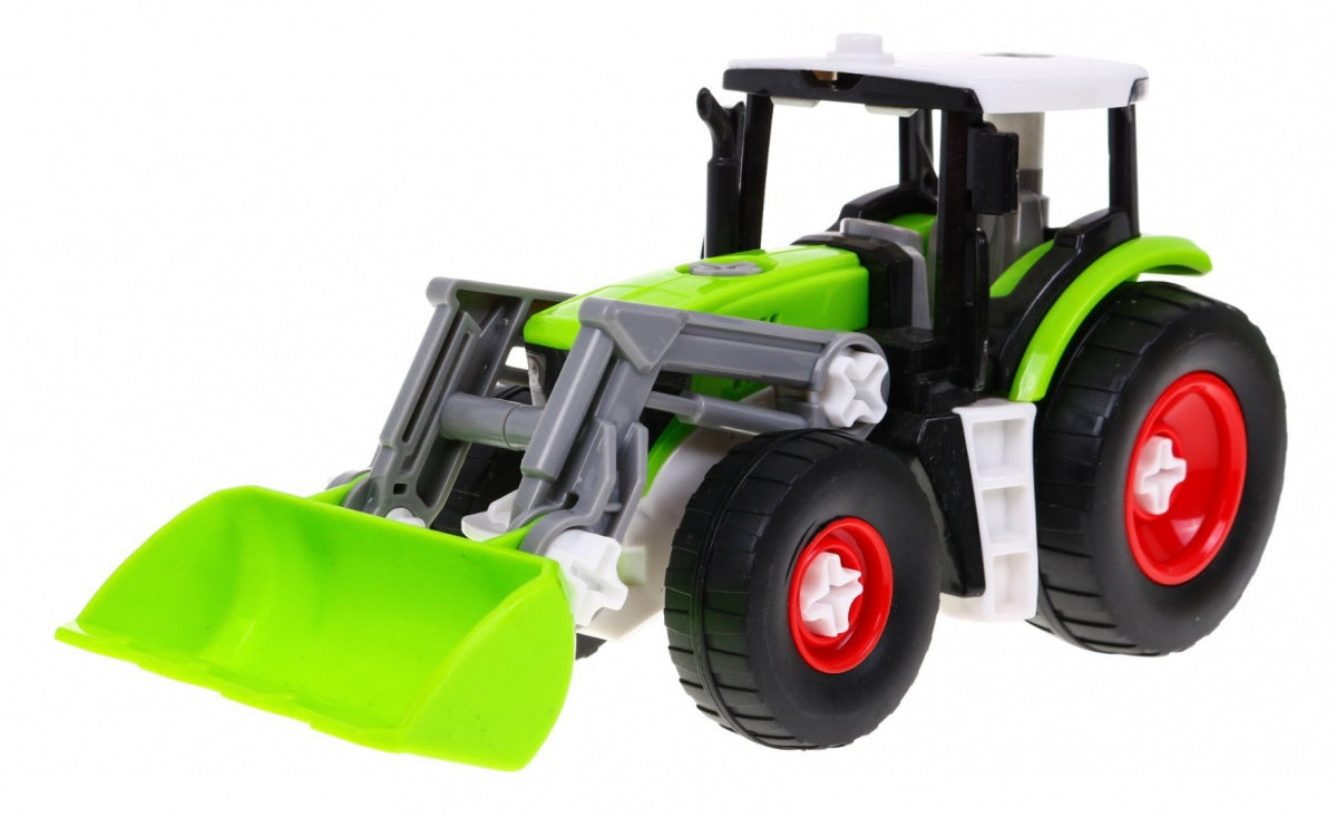 Traktor za sastavljanje za djecu, sa prikolicom i korpom - zeleni