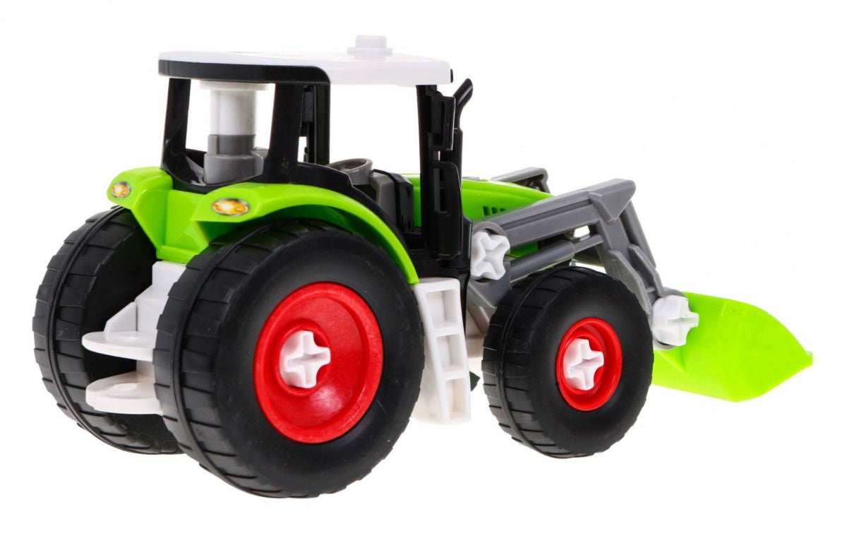 Traktor za sastavljanje za djecu, sa prikolicom i korpom - zeleni