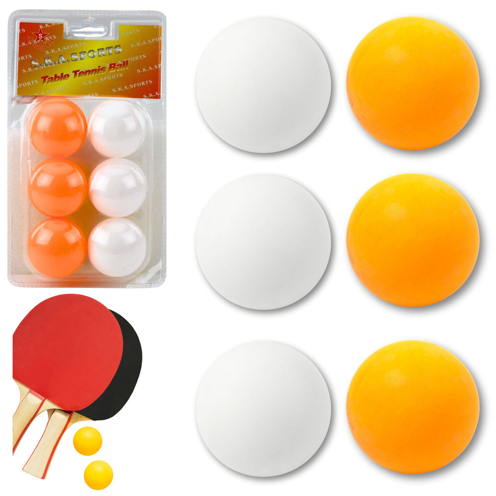 6 loptica za stolni tenis - bijele i narančaste
