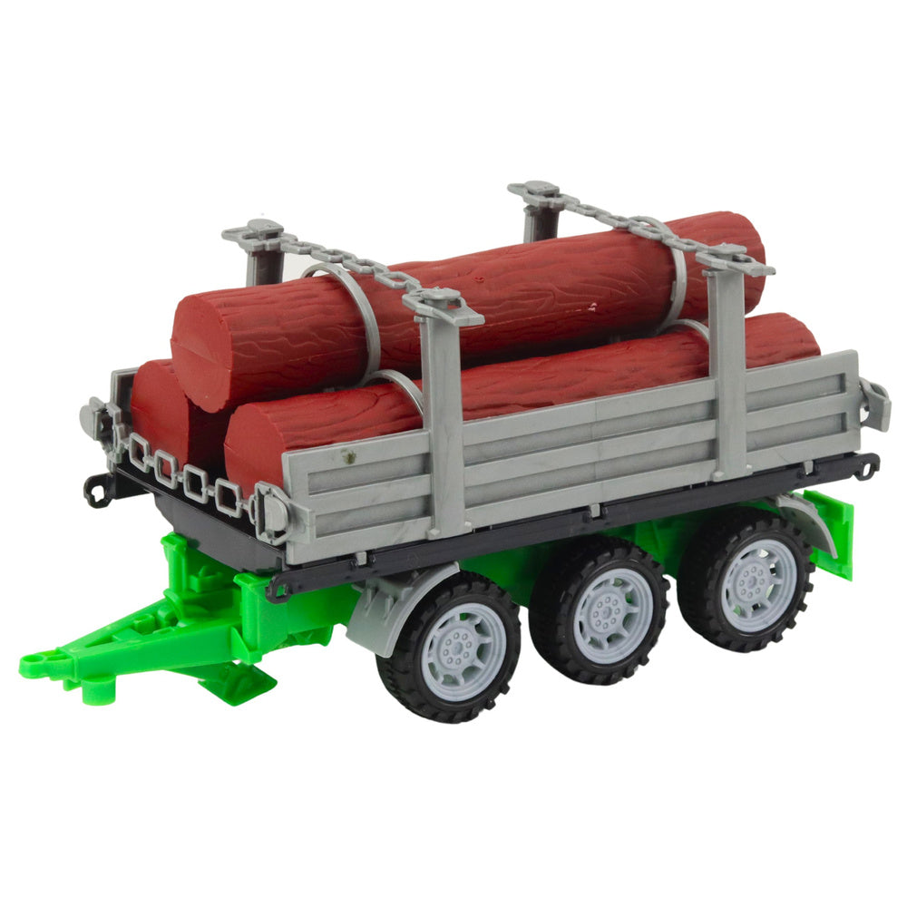 Traktor za igru sa prikolicom za drva 47cm - zeleno/sivi