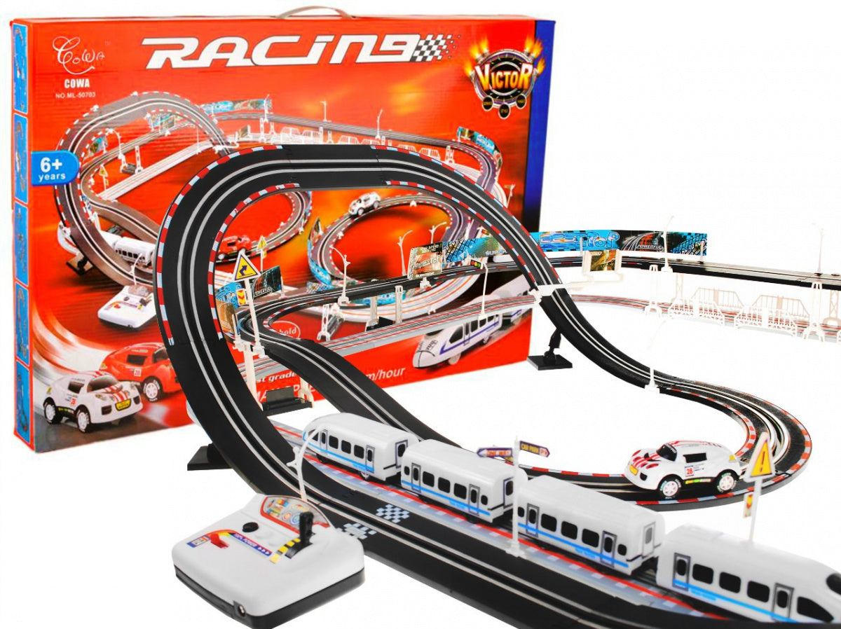 Vlakić i auti na baterije Electric Race 2u1