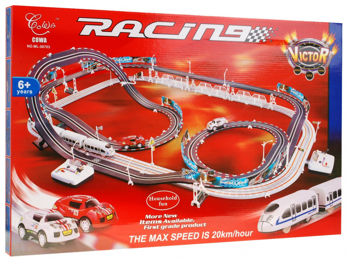 Vlakić i auti na baterije Electric Race 2u1
