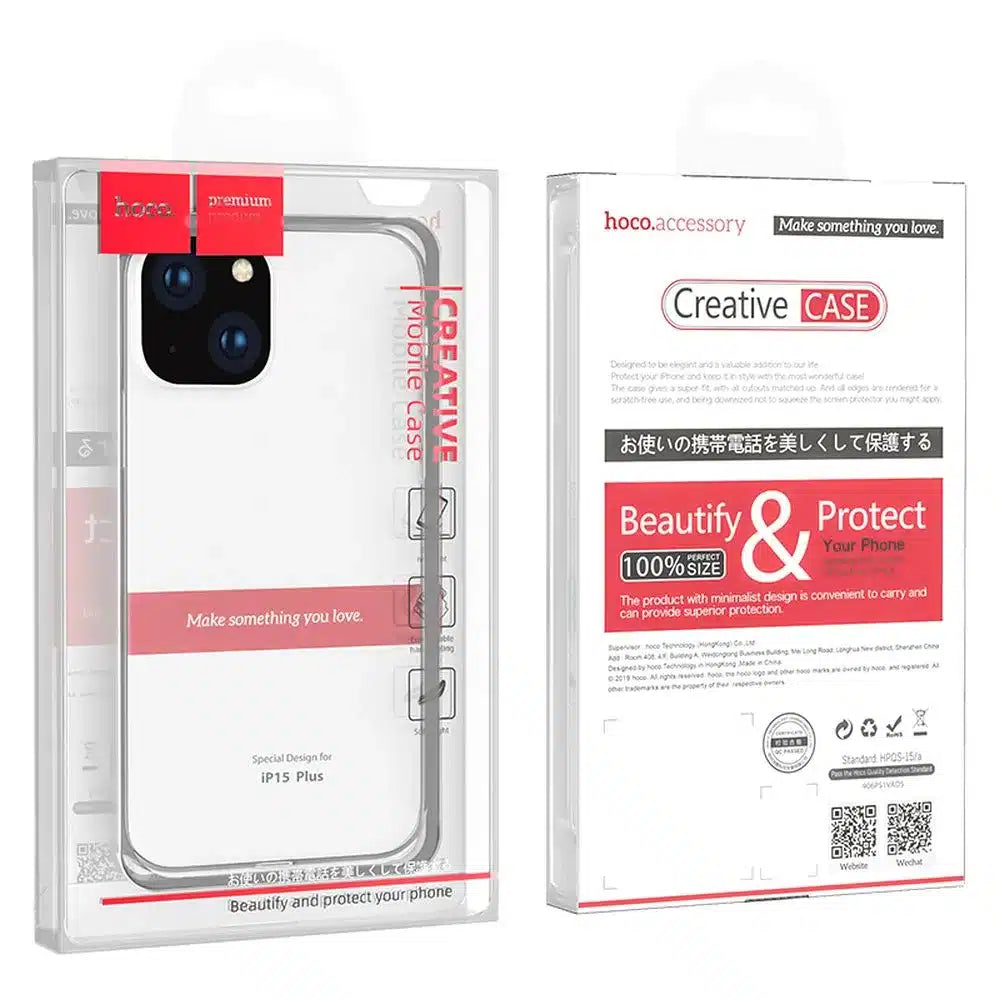 HOCO Light serija TPU maska za IPHONE 15 PLUS prozirna