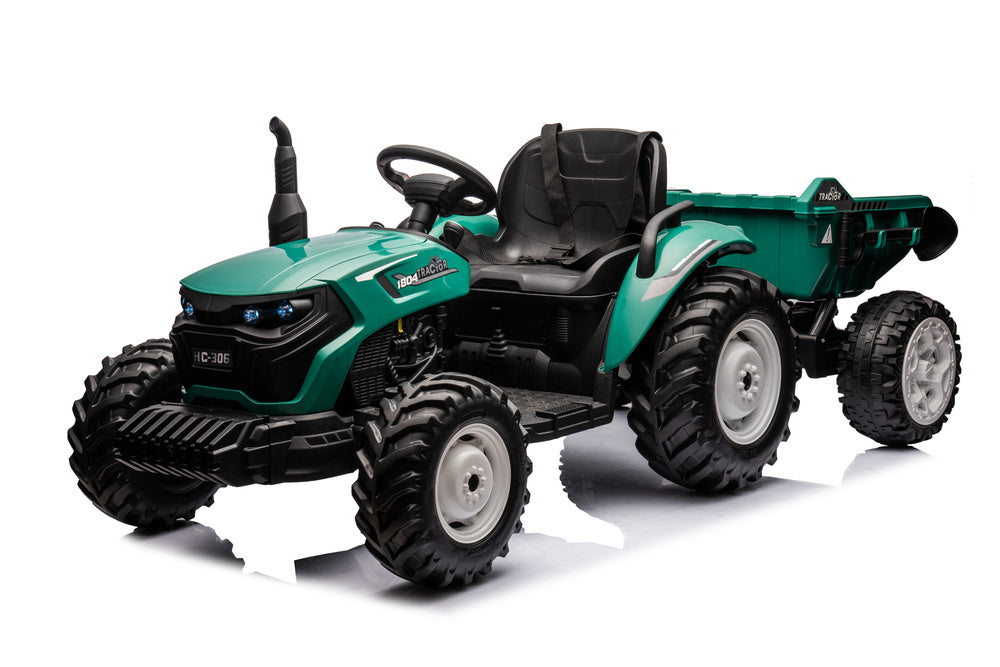 Traktor na akumulator s prikolicom HC-306 24V - Tamno zeleni