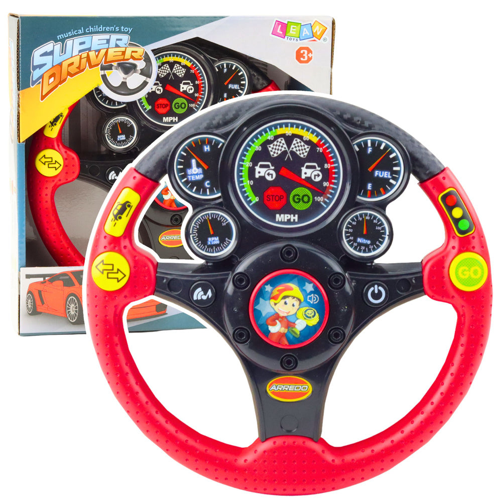 Interaktivni volan za djecu sa zvučnim i svjetlosnim efektima SUPER - crveni