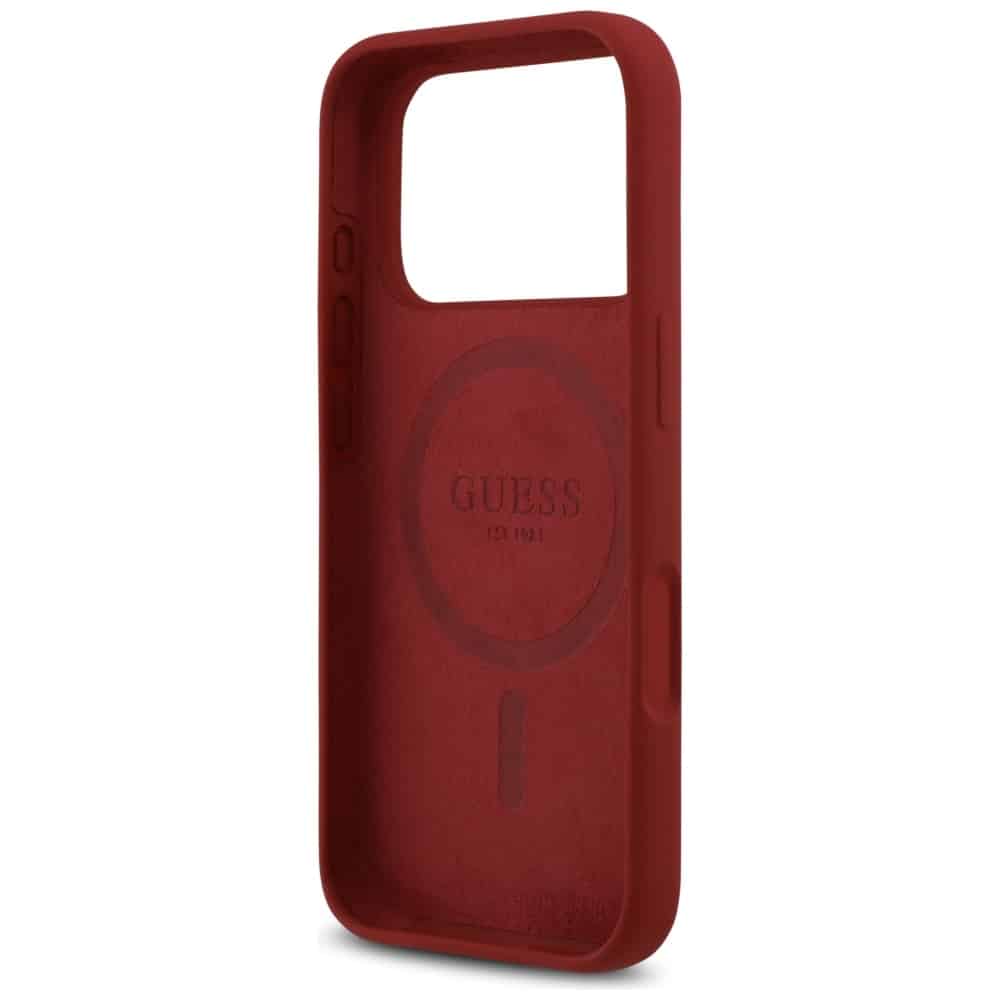 Guess MagSafe maska s metalnim logom i natpisom (GUHMP17LSMBSLM) za iPhone 17 Pro - magenta