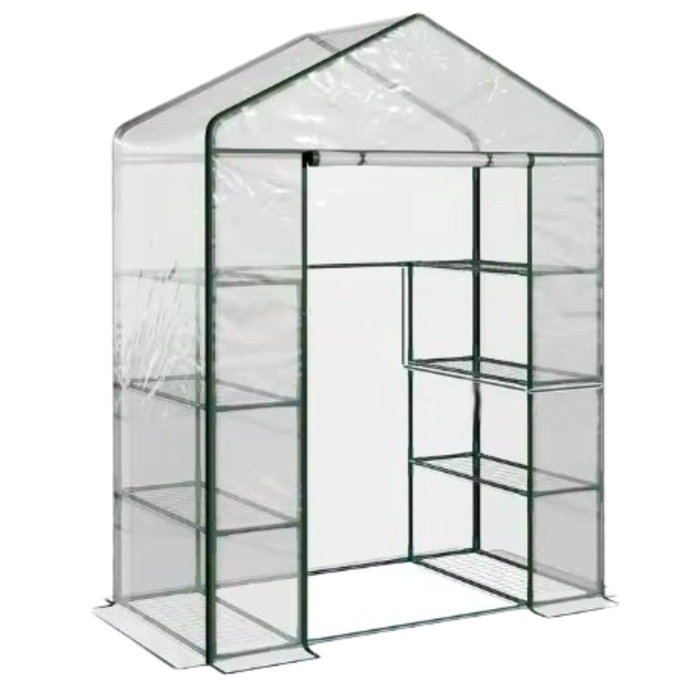 Vrtni staklenik s PVC folijom i 4 metalne police 195 x 143 x 73cm