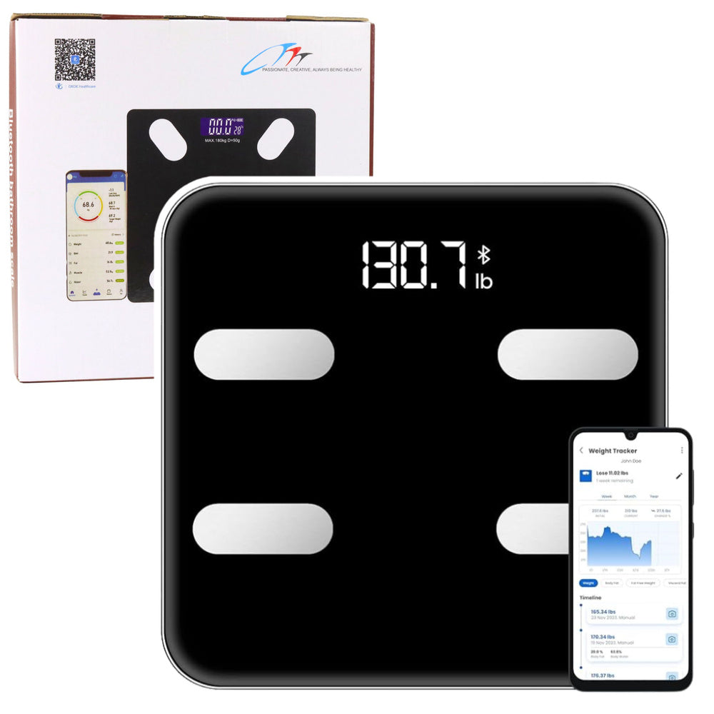 Pametna bluetooth elektronska vaga BMI BMR sa aplikacijom - crna