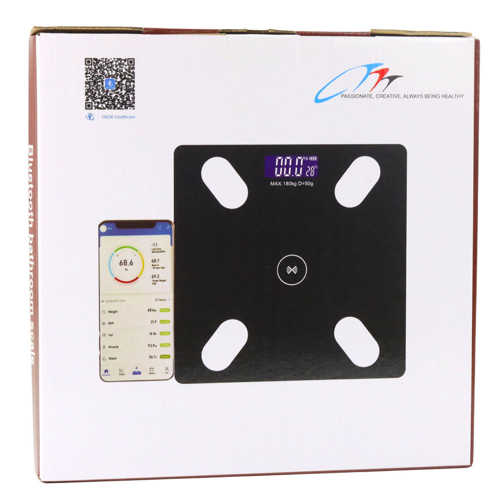 Pametna bluetooth elektronska vaga BMI BMR sa aplikacijom - crna