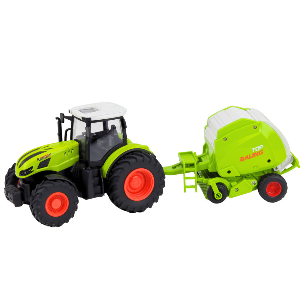 Traktor na daljinsko upravljanje s balirkom 1:24 - zeleno/bijeli