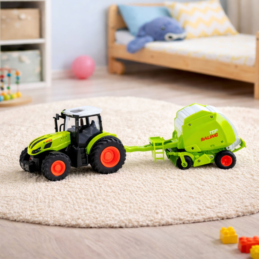 Traktor na daljinsko upravljanje s balirkom 1:24 - zeleno/bijeli