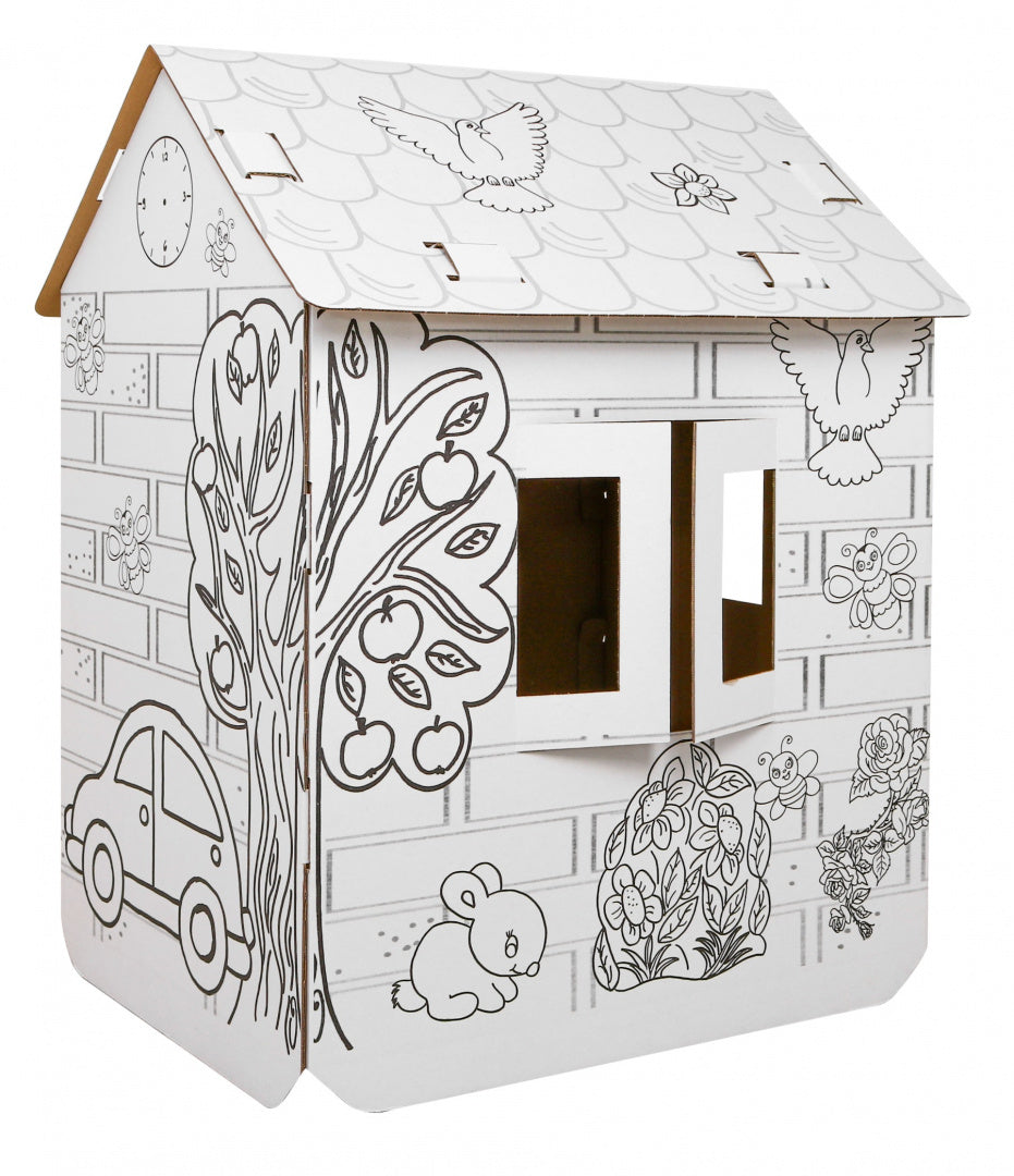 House XXL with a car 3D coloring book for children