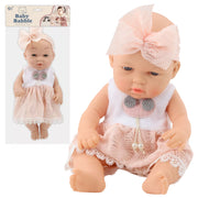Baby Doll in a Pink Dress, Headband, Movable Arms and Legs, 30cm