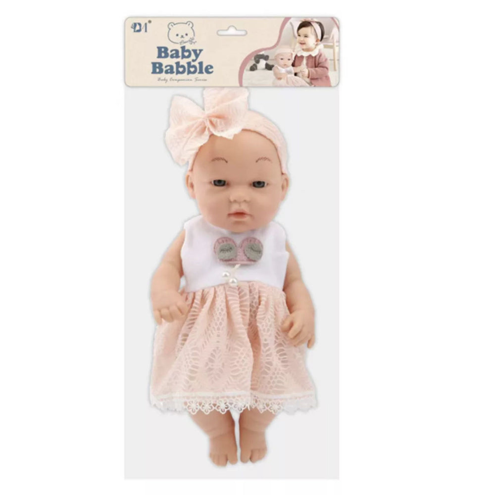 Baby Doll in a Pink Dress, Headband, Movable Arms and Legs, 30cm