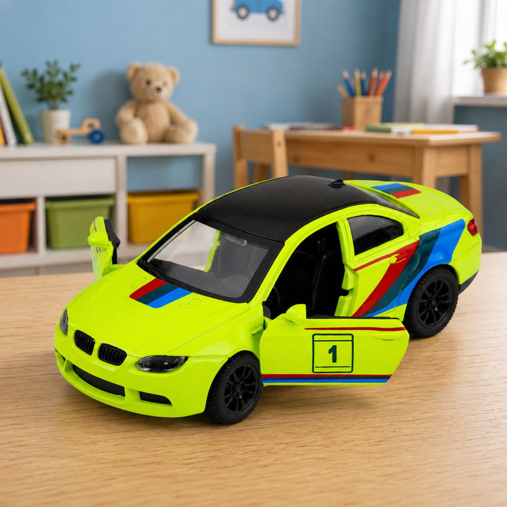 Sports Car Metal Car Pull-Back Drive Yellow Neon 1:32