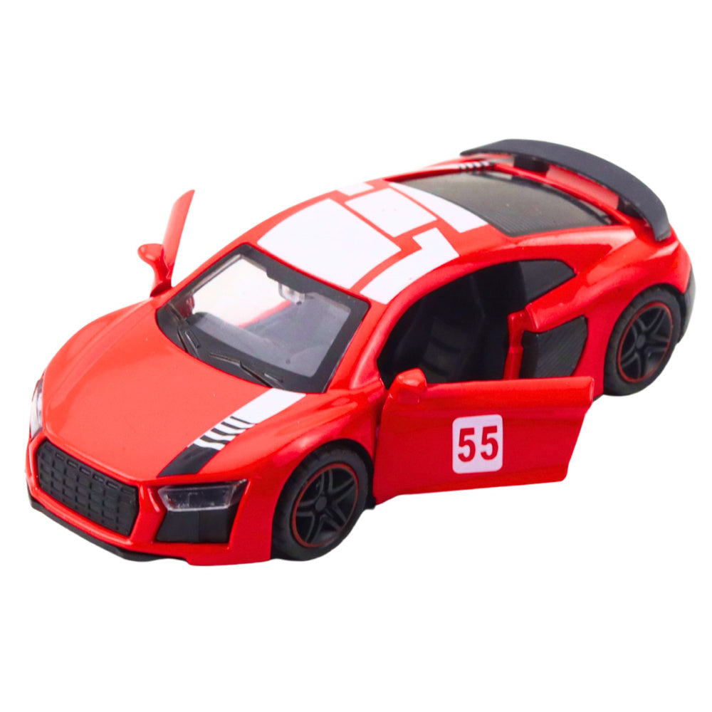 Sports Car Metal Pull Back Lights Sounds Red 1:43