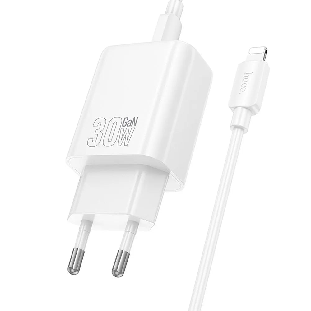 Hoco USB-C QC PD 30W zidni punjač za telefon + USB C na Lightning kabel N62 bijeli