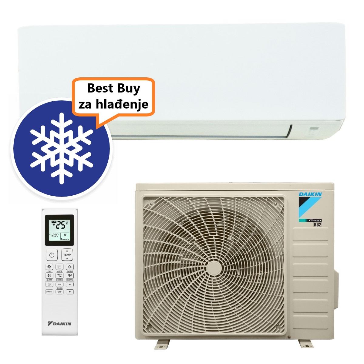 DAIKIN KLIMA UREĐAJ 7,1 kW - FTXC71E/RXC71E - Sensira, za prostor do 70m2, A++ energetska klasa, R-32