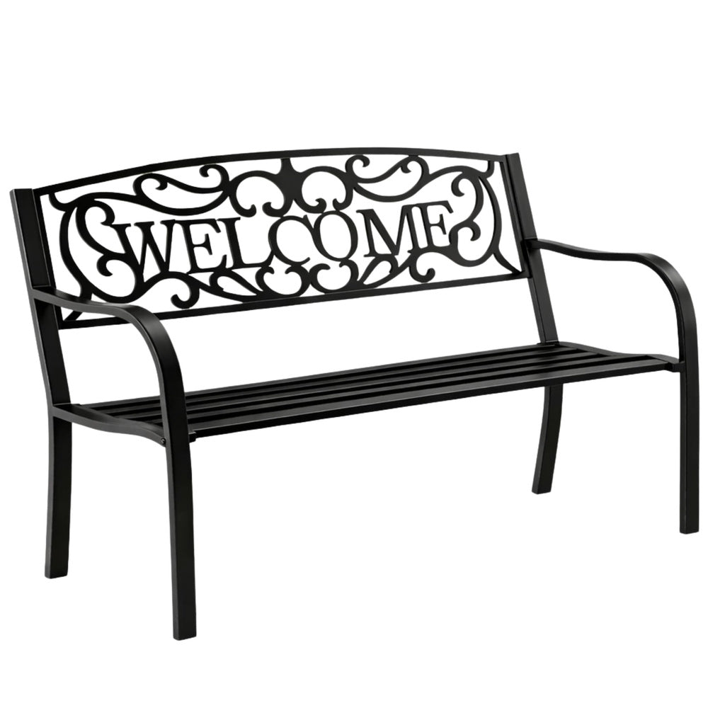 Vrtna metalna klupa s naslonom WELCOME - 127 cm