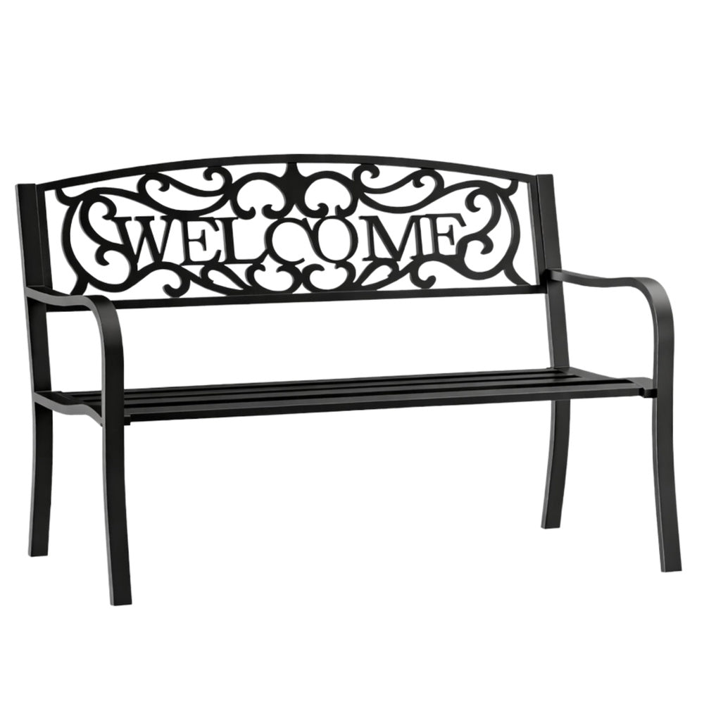 Vrtna metalna klupa s naslonom WELCOME - 127 cm