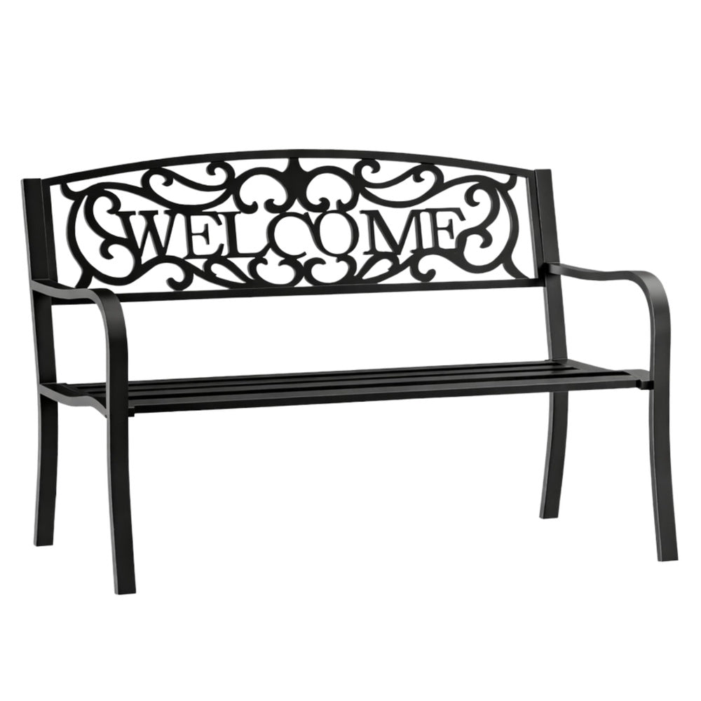 Vrtna metalna klupa s naslonom WELCOME - 127 cm