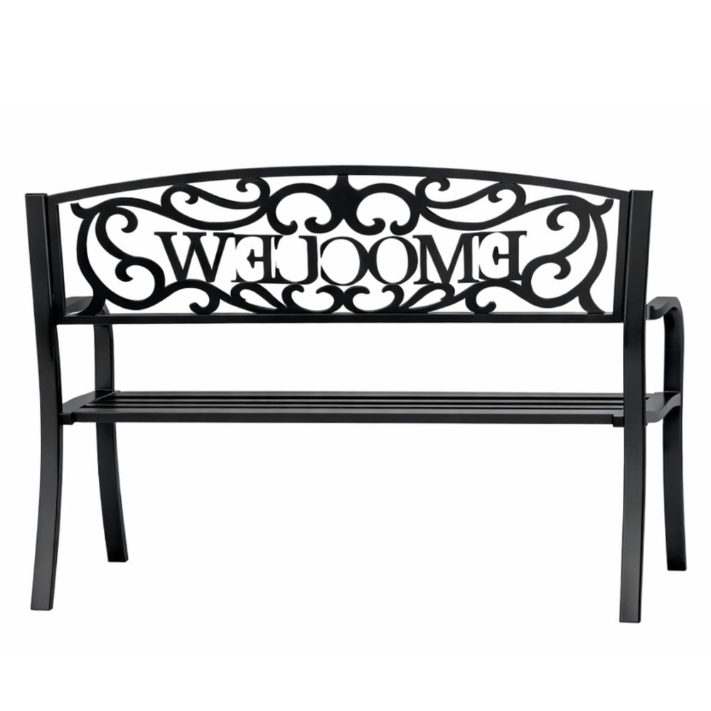 Vrtna metalna klupa s naslonom WELCOME - 127 cm