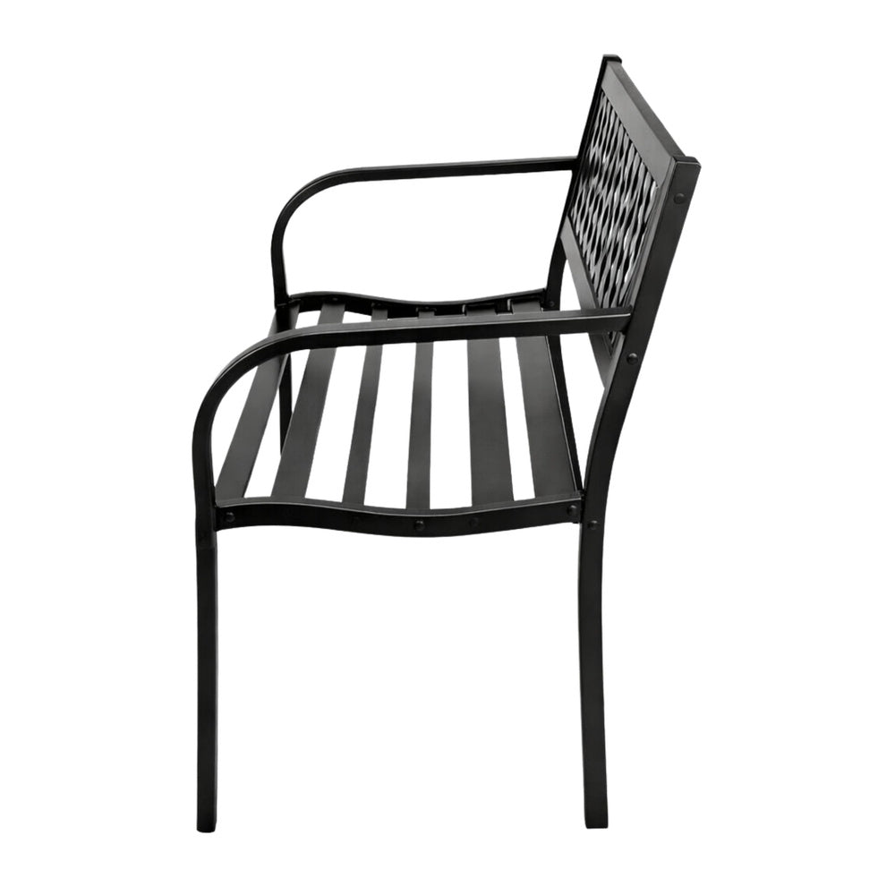 Vrtna metalna klupa s naslonom 120 cm - crna