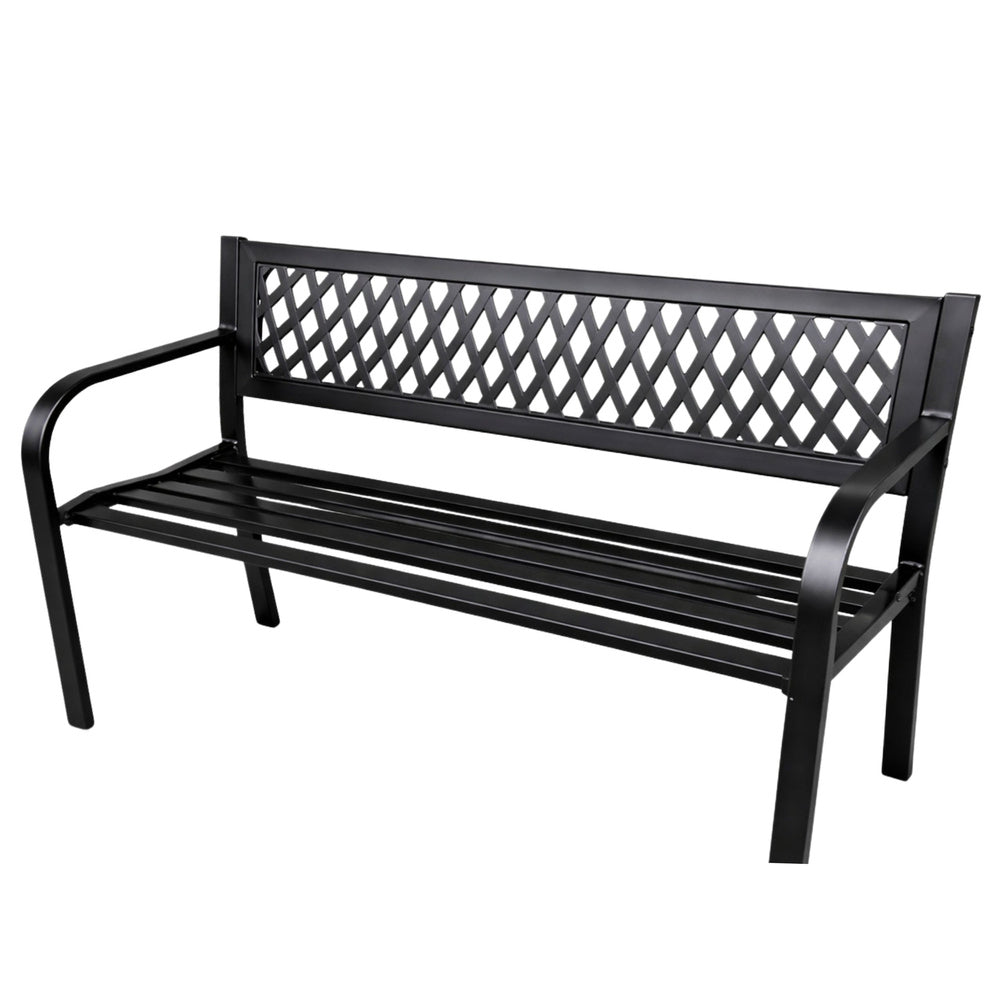 Vrtna metalna klupa s naslonom 120 cm - crna