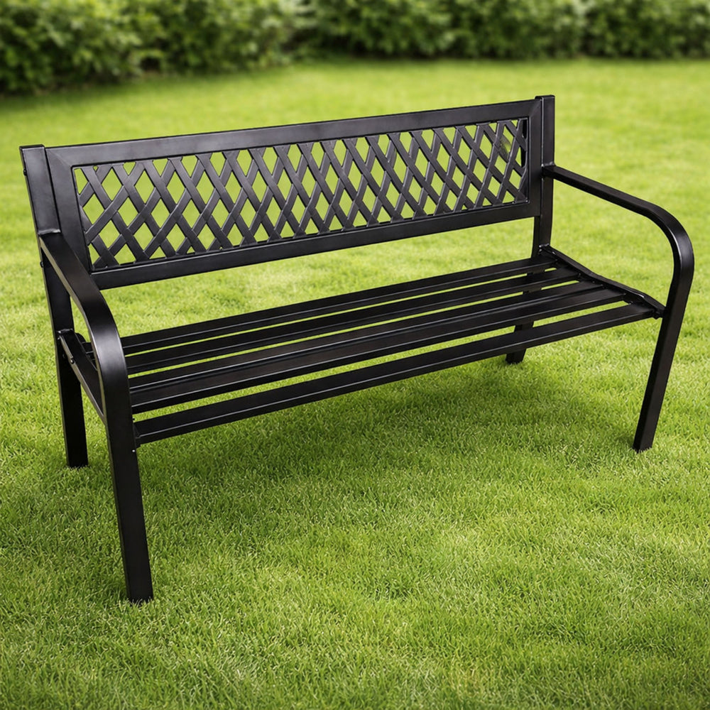 Vrtna metalna klupa s naslonom 120 cm - crna