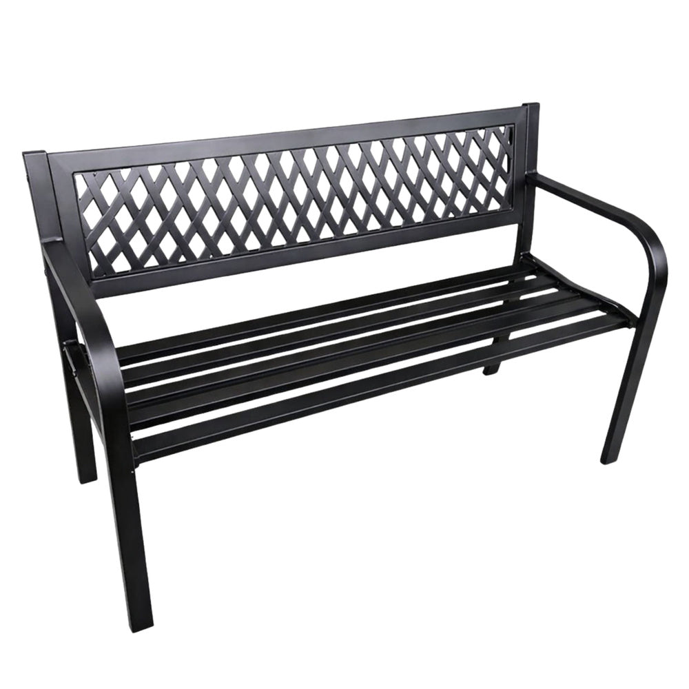 Vrtna metalna klupa s naslonom 120 cm - crna