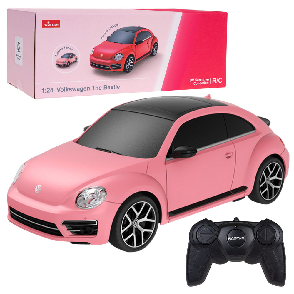 Licencirani auto na daljinsko upravljanje Volkswagen Beetle UV Sensitive Rastar 1:24 - rozi