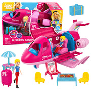 Foldable Plane For Dolls Travel Set Accessories Doll Pink 9 pcs.