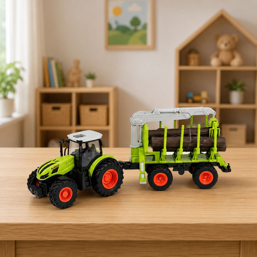 RC Remote Controlled Tractor with Forest Trailer and Timber Grabber 1:24