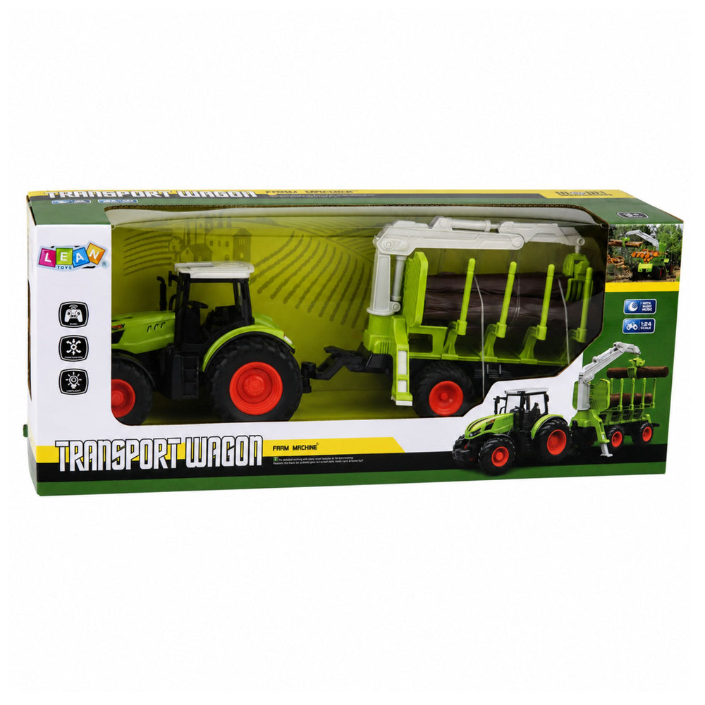 RC Remote Controlled Tractor with Forest Trailer and Timber Grabber 1:24