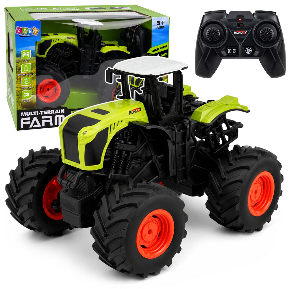 Tall Remote Controlled RC Farm Tractor Green Lights Sounds 1:16