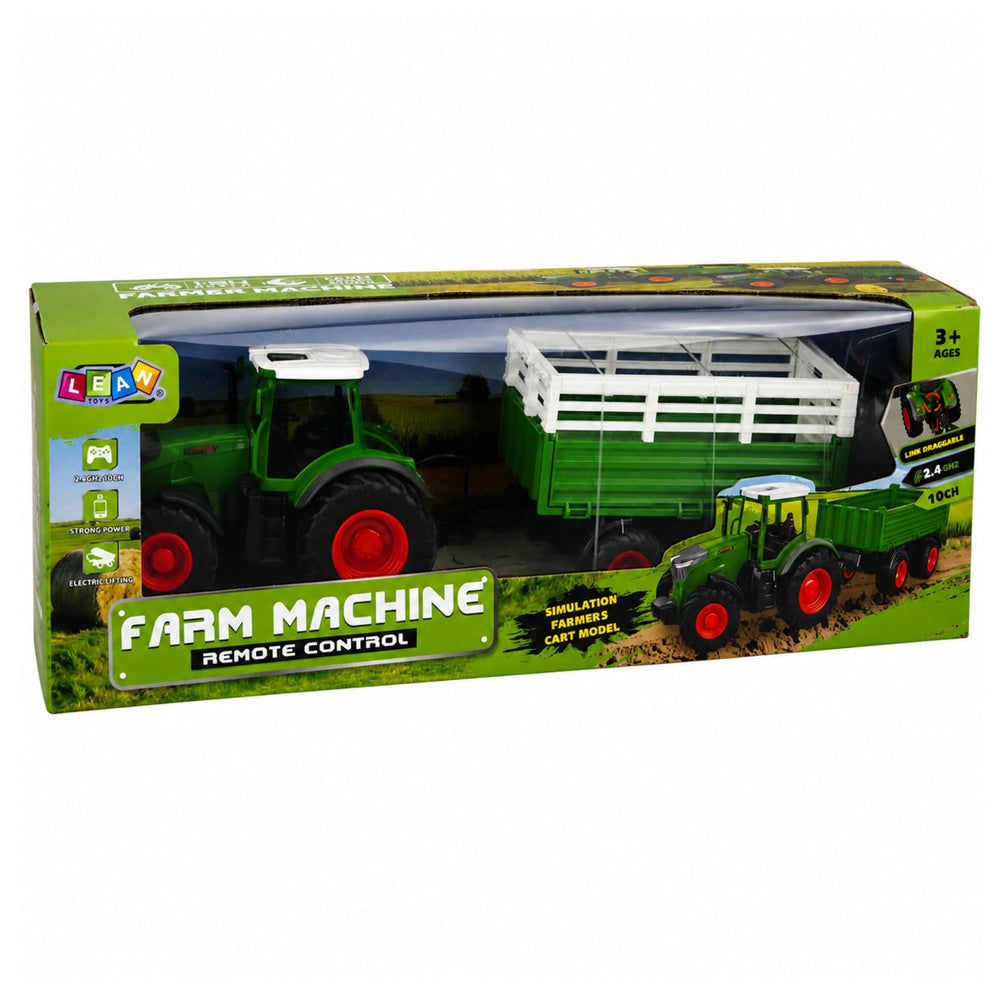Remote Controlled RC Agricultural Tractor with Tipper Trailer and Lights 1:24