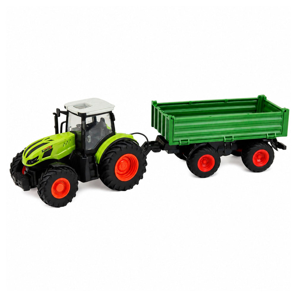 Remote Controlled RC Agricultural Tractor with Tipper Trailer Green 1:24