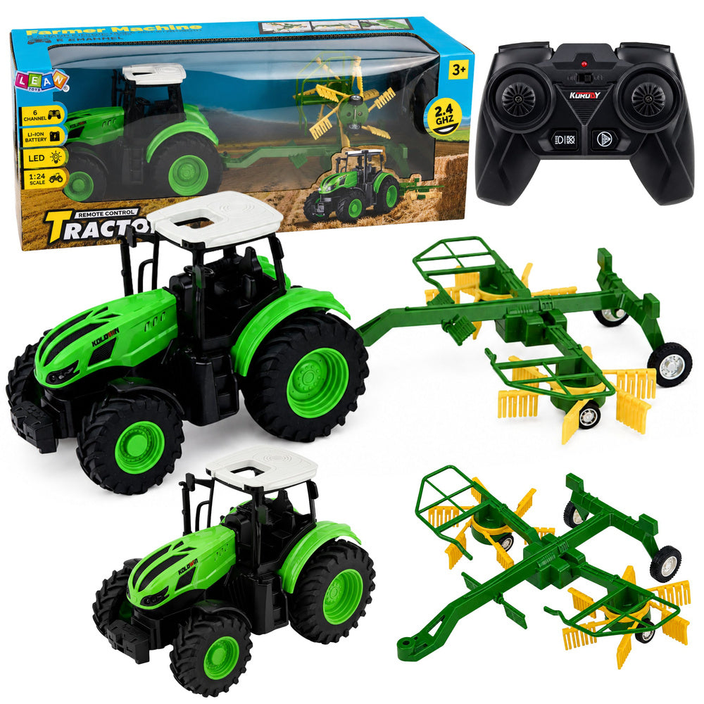 Remote Controlled Farm Tractor with Rake RC Lights 1:24