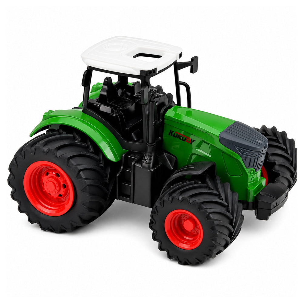 Agricultural Farm Tractor With Double-Furrow Plow Rubber Wheels Green 1:24