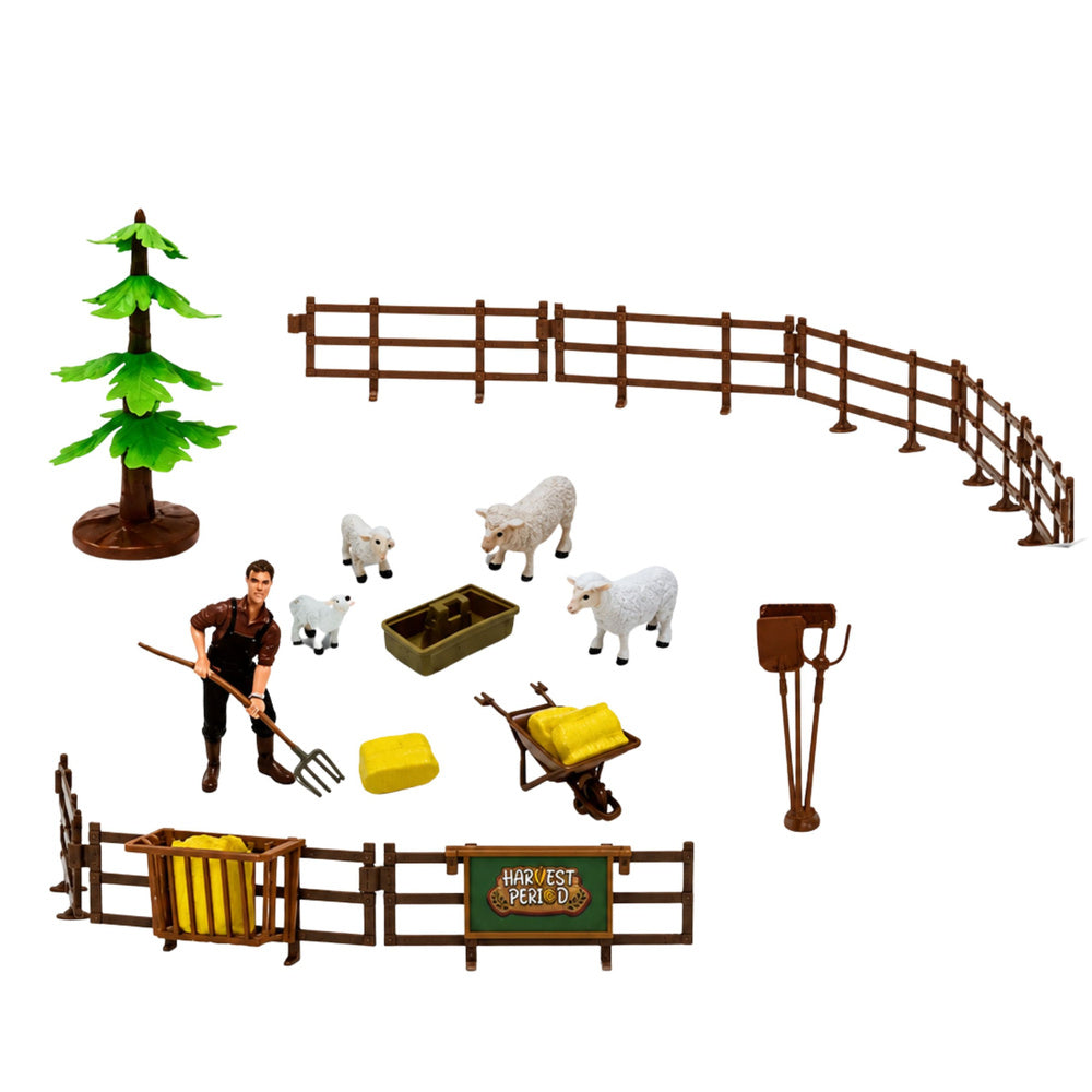 Farm set with Tractor Stable Silo Figures Animals Tools 49 pcs.
