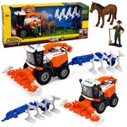 Agricultural Combine Harvester with Header and Plow Farmer Figures Horse Lights Sounds 4 pcs.