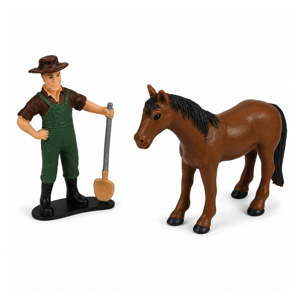 Agricultural Combine Harvester with Header and Plow Farmer Figures Horse Lights Sounds 4 pcs.
