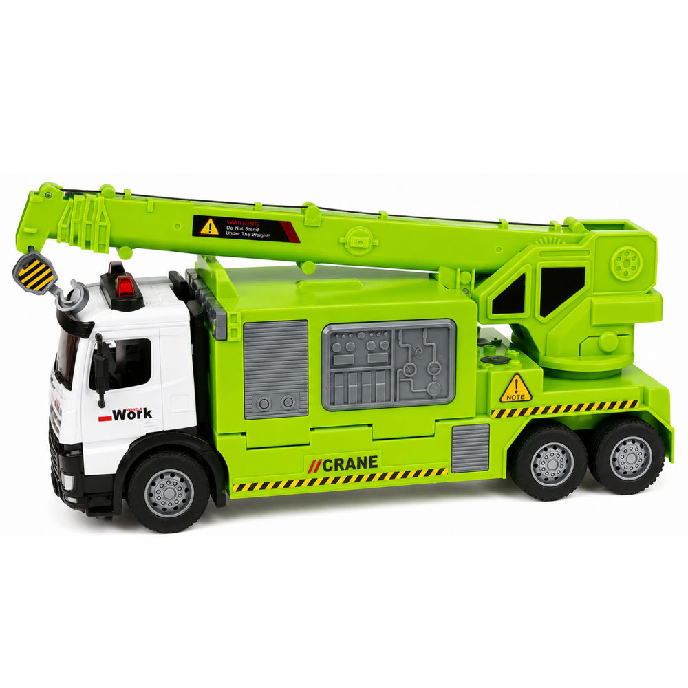Truck with Crane and Vehicle Transporter Lights Sounds Green