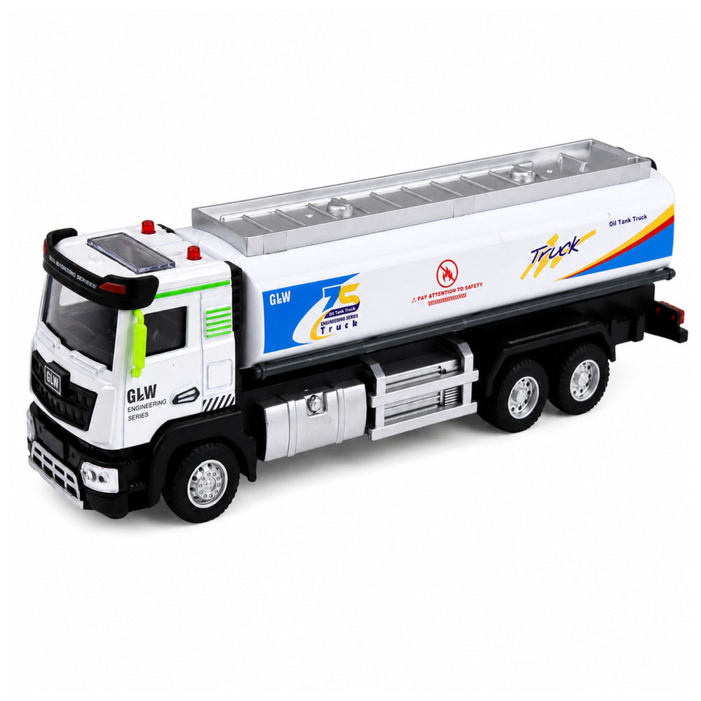 Metal Tank Truck Drive Lights Sounds Blue and White 1:40