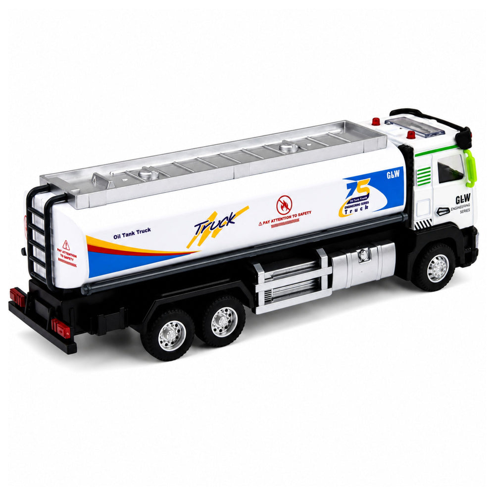 Metal Tank Truck Drive Lights Sounds Blue and White 1:40